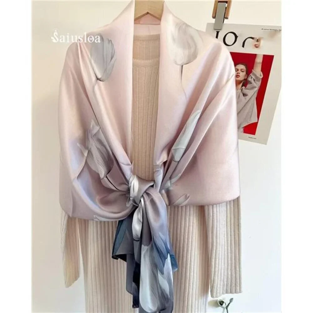 Pink Silky Scarf for Women Long Lightweight Dressy Wrap Soft Fashion Shawl Gift